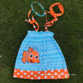 New girls whale dress kids pillowcase dress girls summer fashion dress with matching necklace and headband IN STOCK